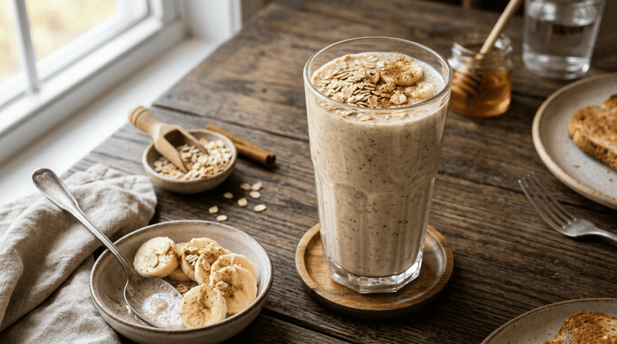 Ontbijtsmoothie met havermout en banaan