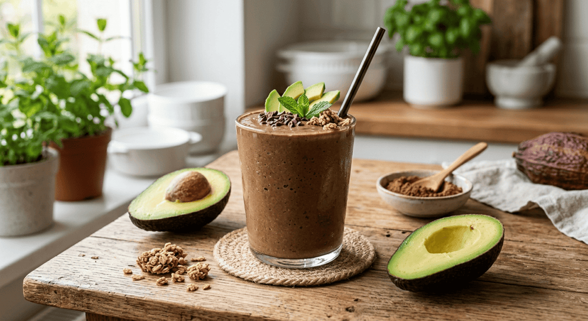 Romige avocado-cacaosmoothie