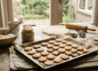 gebakken zandkoekjes op ovenschaal