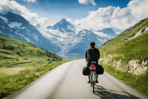 Een man op fietsvakantie