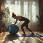 Vrouw doe een weork-out in een huis 