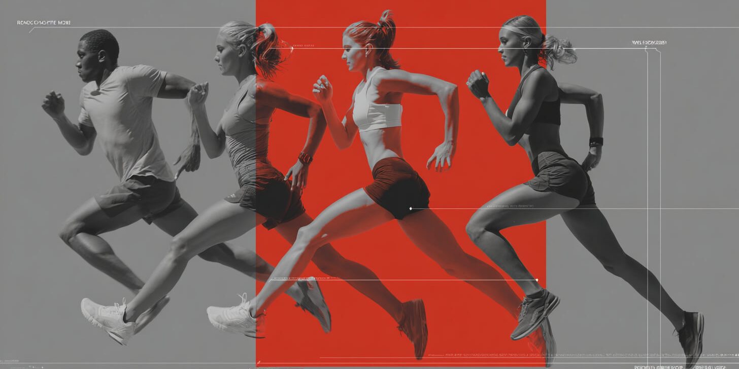 Sportkleding prestaties zichtbaar bij hardlopers in beweging met focus op techniek en lichaamscoördinatie