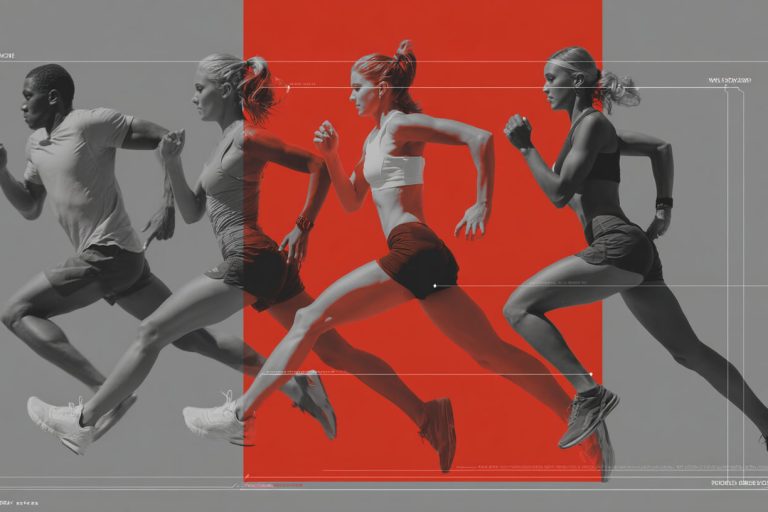 Sportkleding prestaties zichtbaar bij hardlopers in beweging met focus op techniek en lichaamscoördinatie