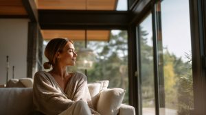 Bewoner geniet van comfort en rust in huis voor een gezonder leven