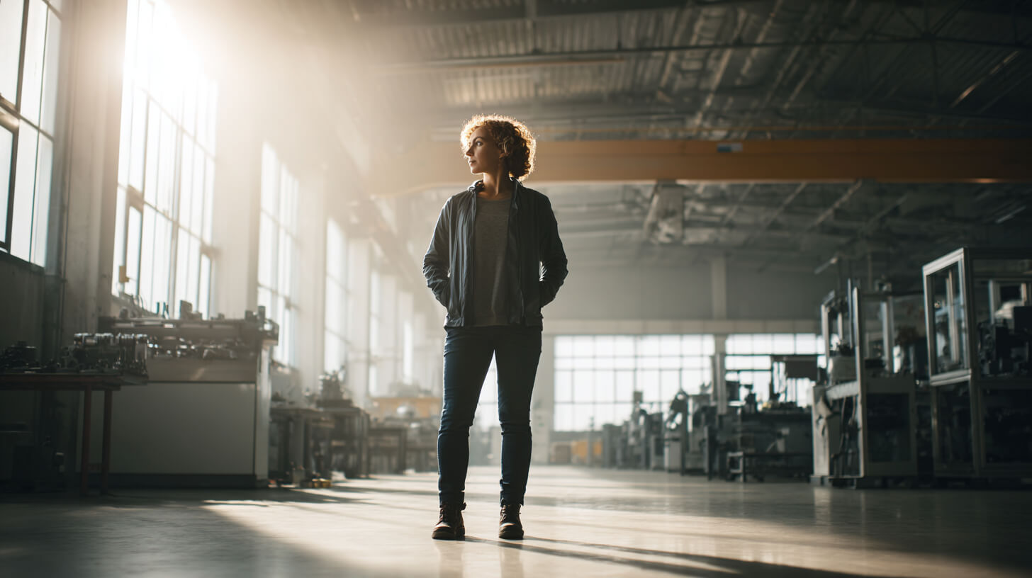 Industriële hal met een ruime werkvloer die comfort en veilige beweging ondersteunt.