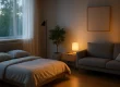 Moderne woonkamer met natuurlijk daglicht en warm kunstlicht voor lichtplan