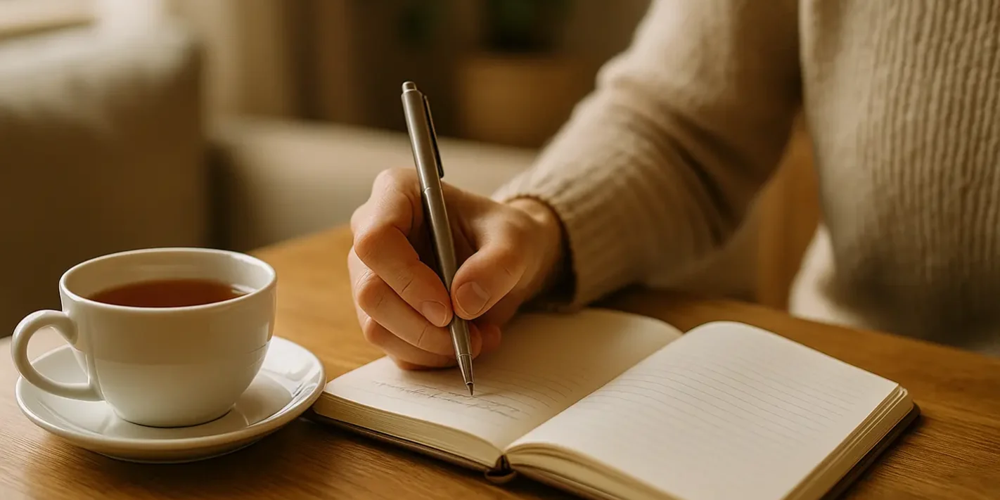 Waarom het goed bijhouden van symptomen zo belangrijk is Hand schrijft aantekeningen voor bijhouden van symptomen in notitieboek